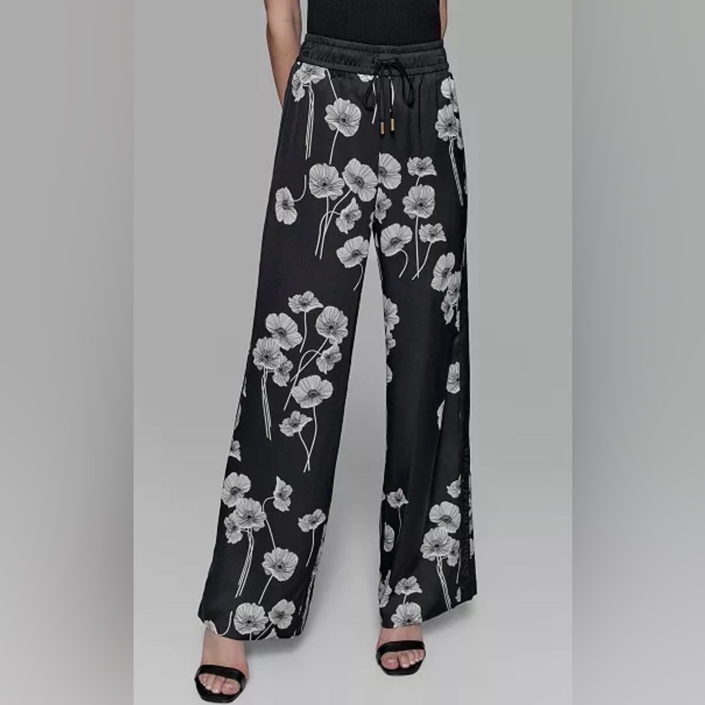 NWT [Karl Lagerfeld] Paris Floral Print Wide-Leg Lightweight Pants Women’s L